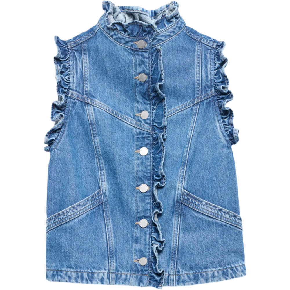 Mint Velvet Indigo Denim Ruffle Gilet